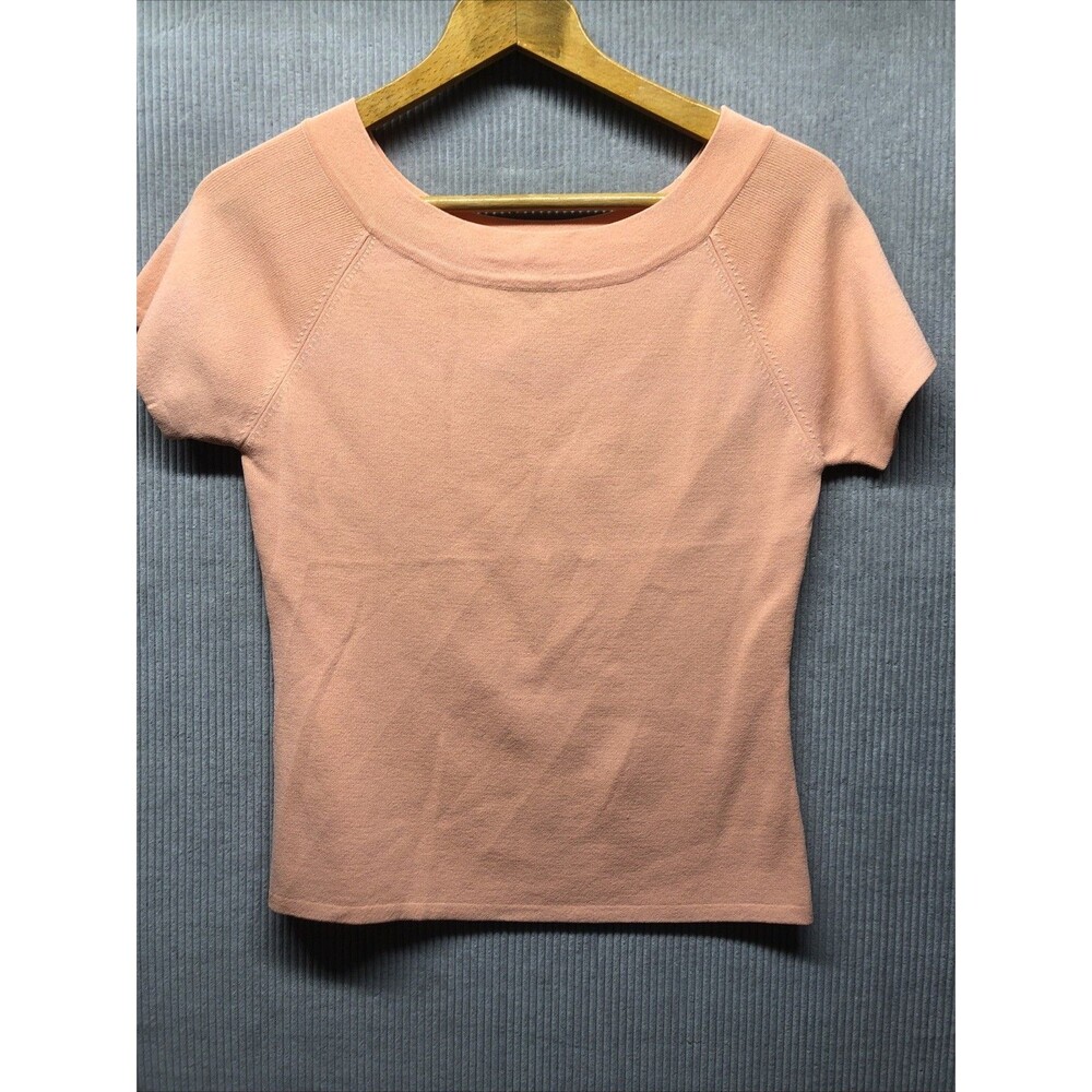 Joseph A Womens Knit Top Size M Peach Short Sleeves